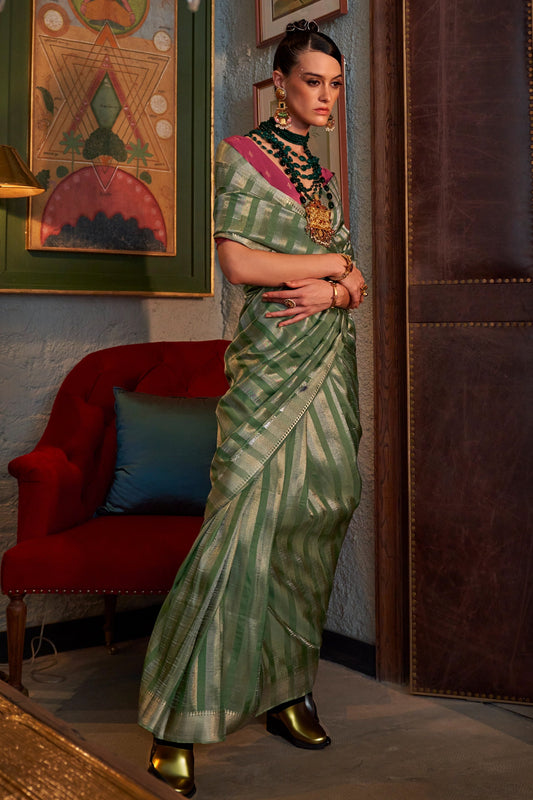 Green Woven Viscose Saree-SAR11478_2_SareeButa.com