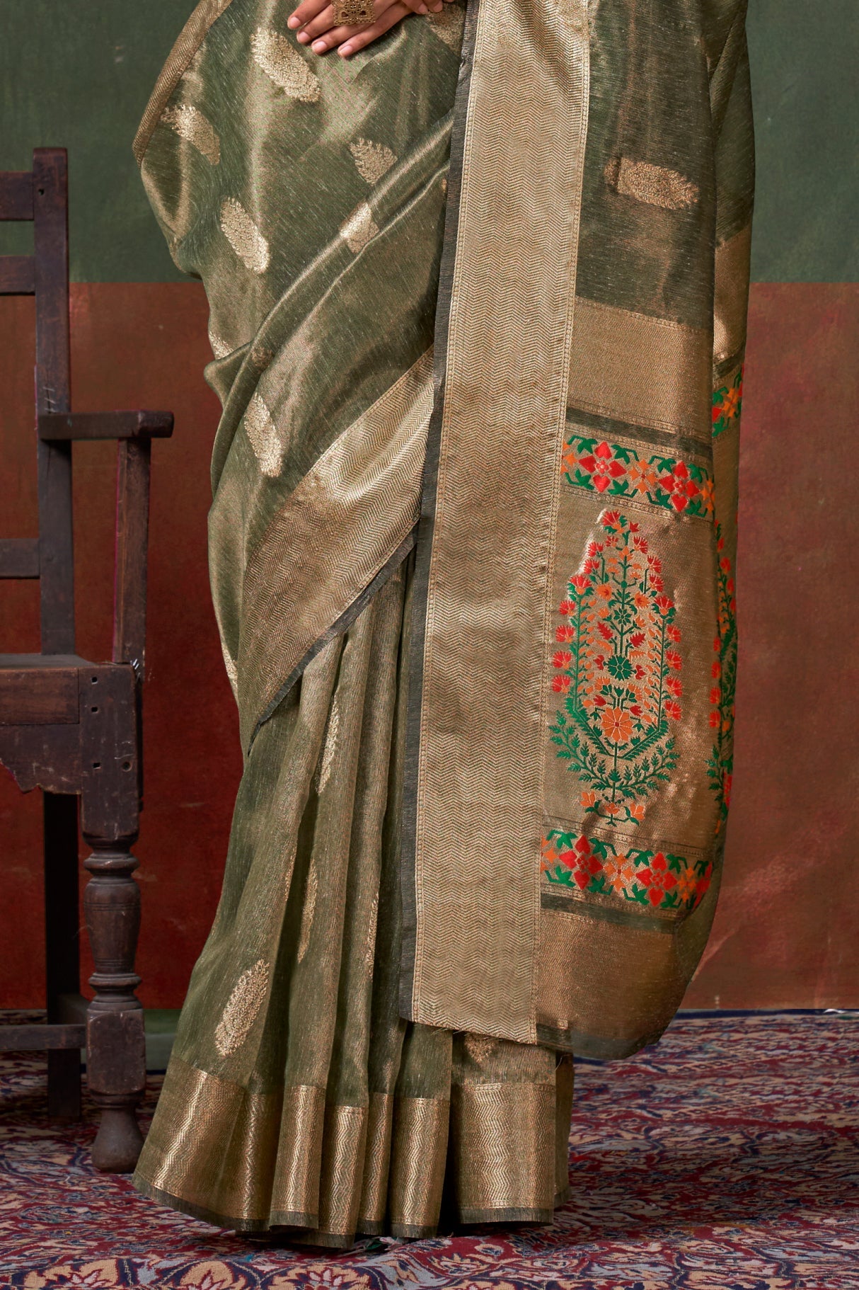 Green Zari Tissue Paithani Saree-ZB134277_4_SareeButa.com