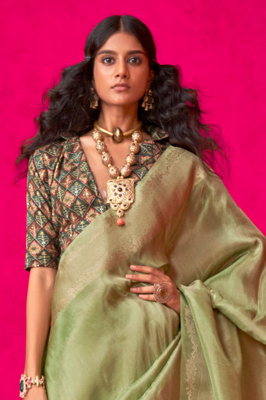 Green Zari Weaving Tissue Saree-ZB134103_2_SareeButa.com