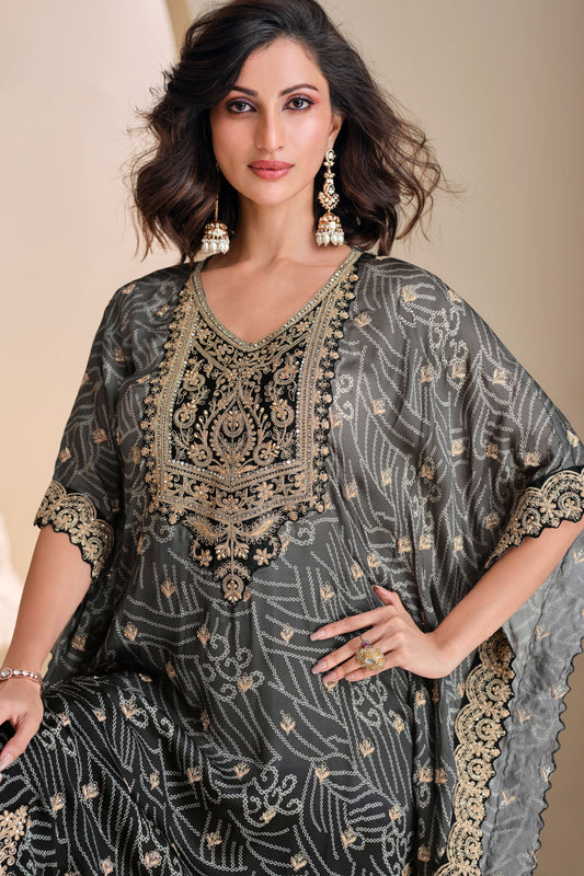 Grey Embroidered Kaftan Set-SS264_2_SareeButa.com