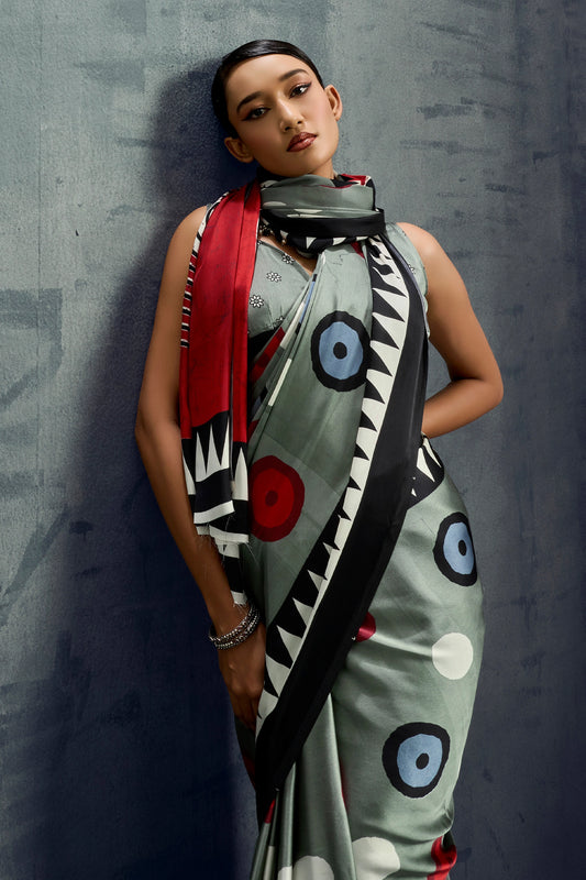 Grey Ajrakh Print Satin Saree-SAR11923_2_SareeButa.com