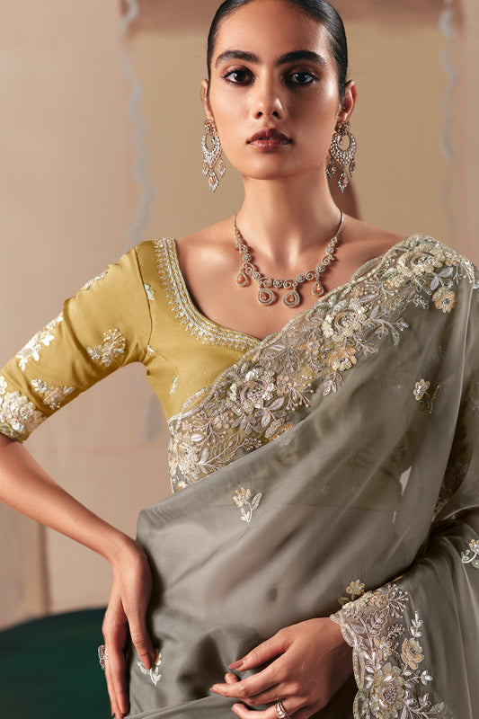 Grey Embroidered Organza Saree-SAR10558_2_SareeButa.com