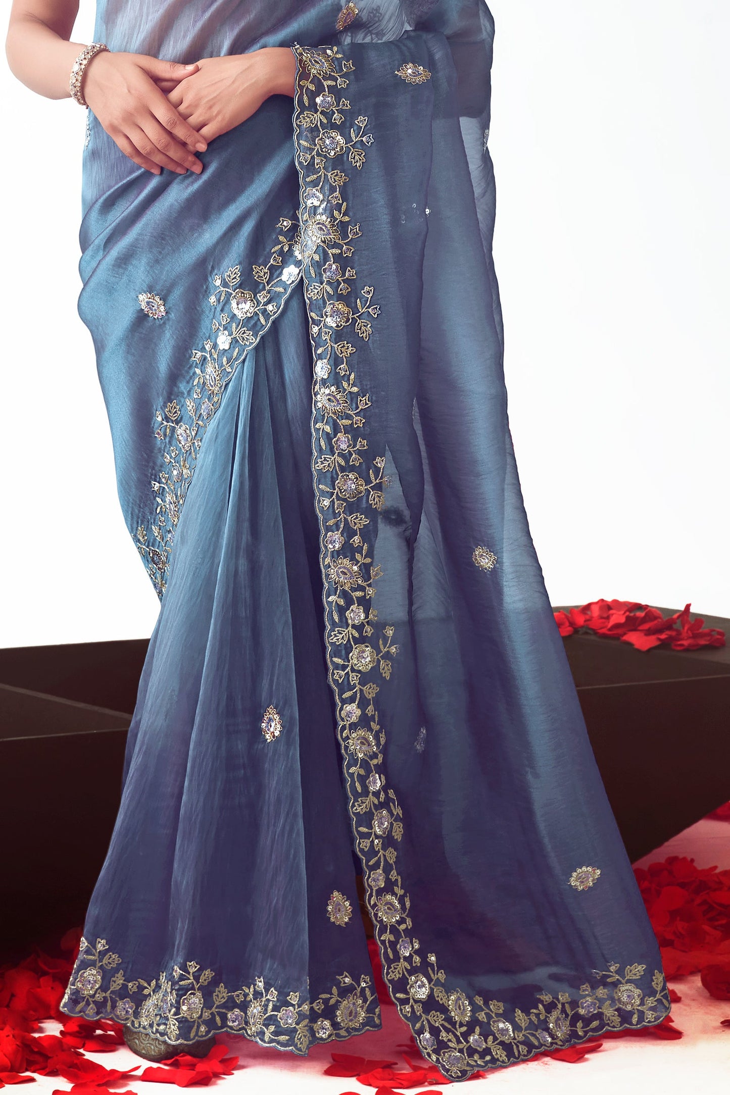 Grey Embroidered Organza Saree-ZB134778_5_SareeButa.com