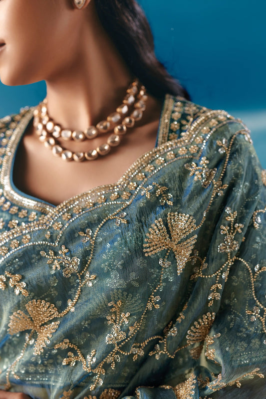 Grey Embroidered Satin Organza Saree-SAR11042_2_SareeButa.com