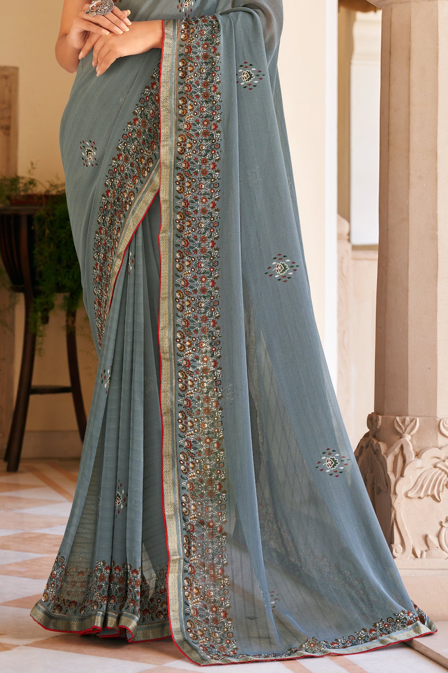 Grey Printed Georgette Saree-SAR10156_5_SareeButa.com