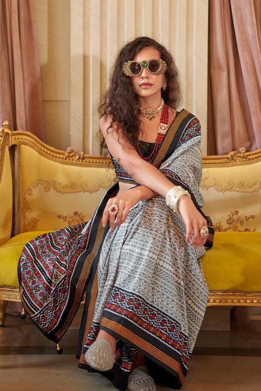 Grey Printed Silk Saree-SAR11350_2_SareeButa.com