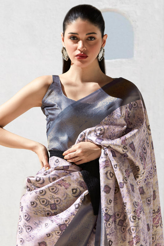 Grey Printed Silk Saree-ZB133415_2_SareeButa.com