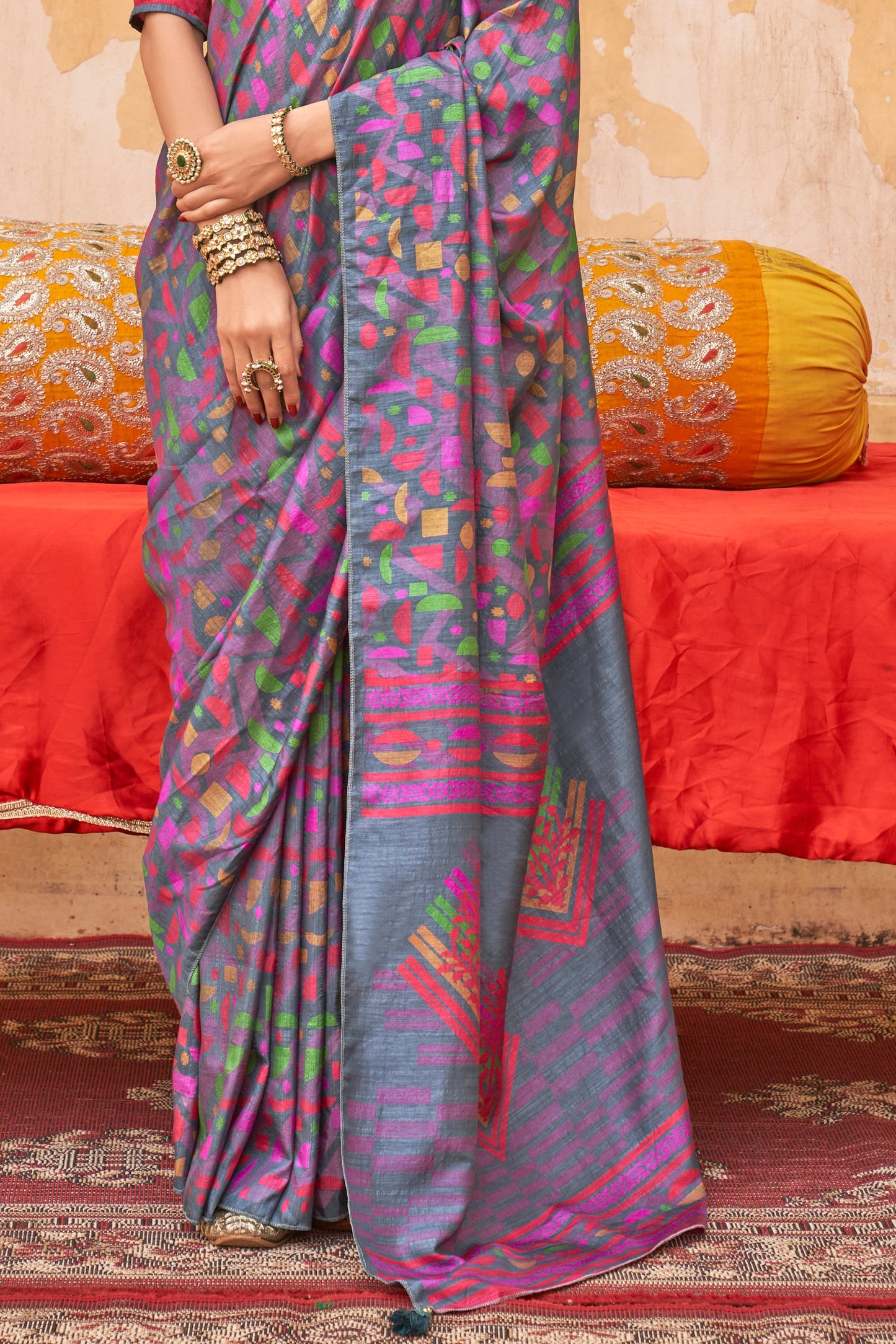 Grey Printed Silk Saree-ZB134544_3_SareeButa.com
