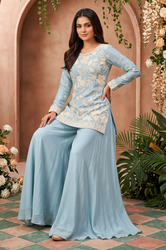 Grey Readymade Bead Work Chinon Suit-SAR13041_2_SareeButa.com