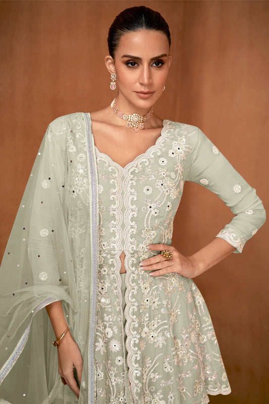 Grey Readymade Georgette Sharara Suit-SAR12140_2_SareeButa.com