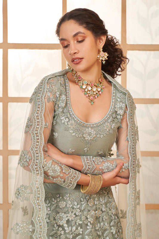 Grey Semi Stitched Embroidered Net Lehenga-LC44_2_SareeButa.com