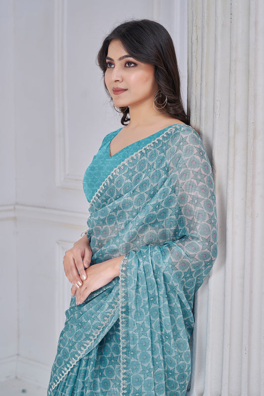 Grey Stone Work Organza Saree-SAR10751_2_SareeButa.com