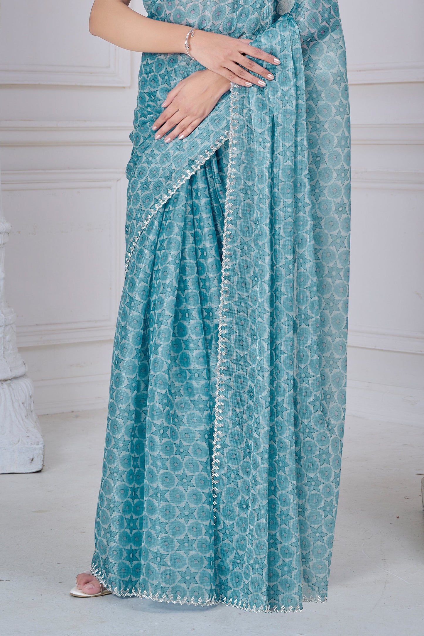 Grey Stone Work Organza Saree-SAR10751_5_SareeButa.com