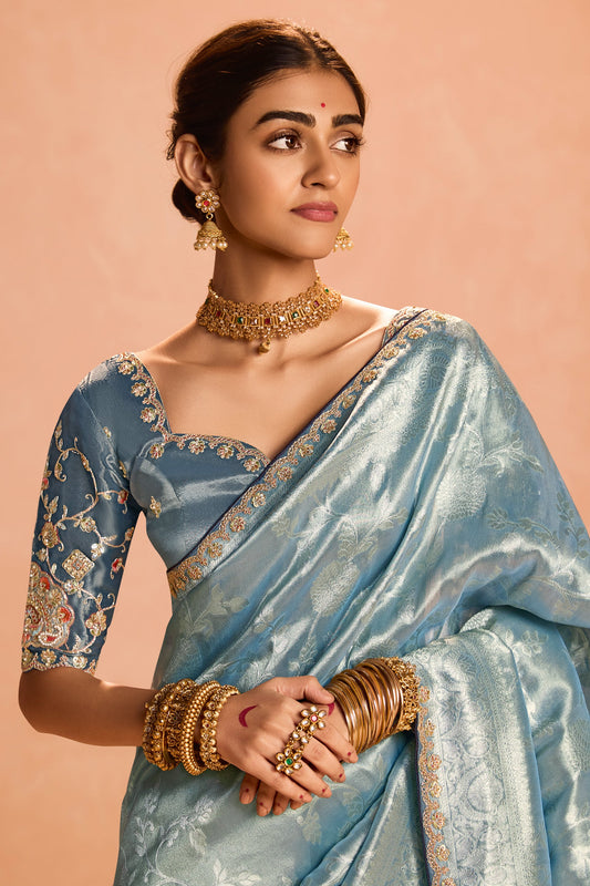 Grey Tissue Silk Saree with Zari Work-ZB133867_2_SareeButa.com