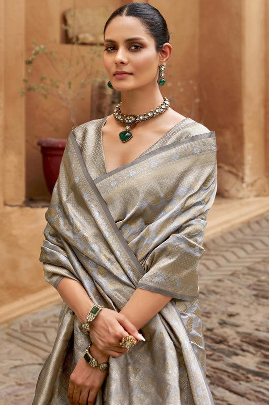 Grey Woven Banarasi Saree-ZB133395_2_SareeButa.com