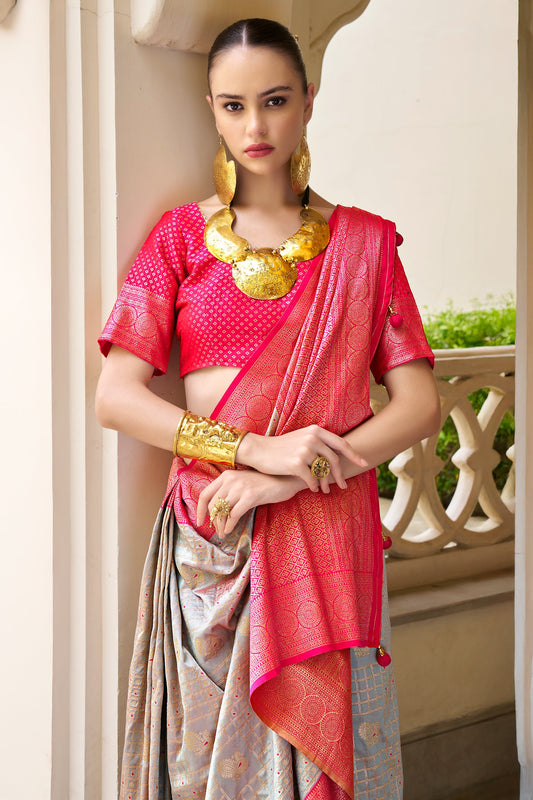 Grey Woven Silk Saree-ZB133514_2_SareeButa.com