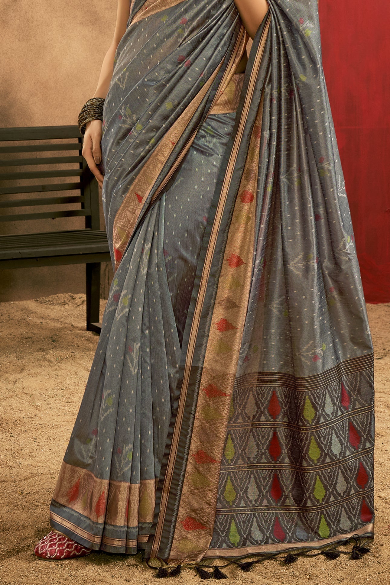 Grey Woven Silk Saree With Patola Pallu-ZB133519_4_SareeButa.com