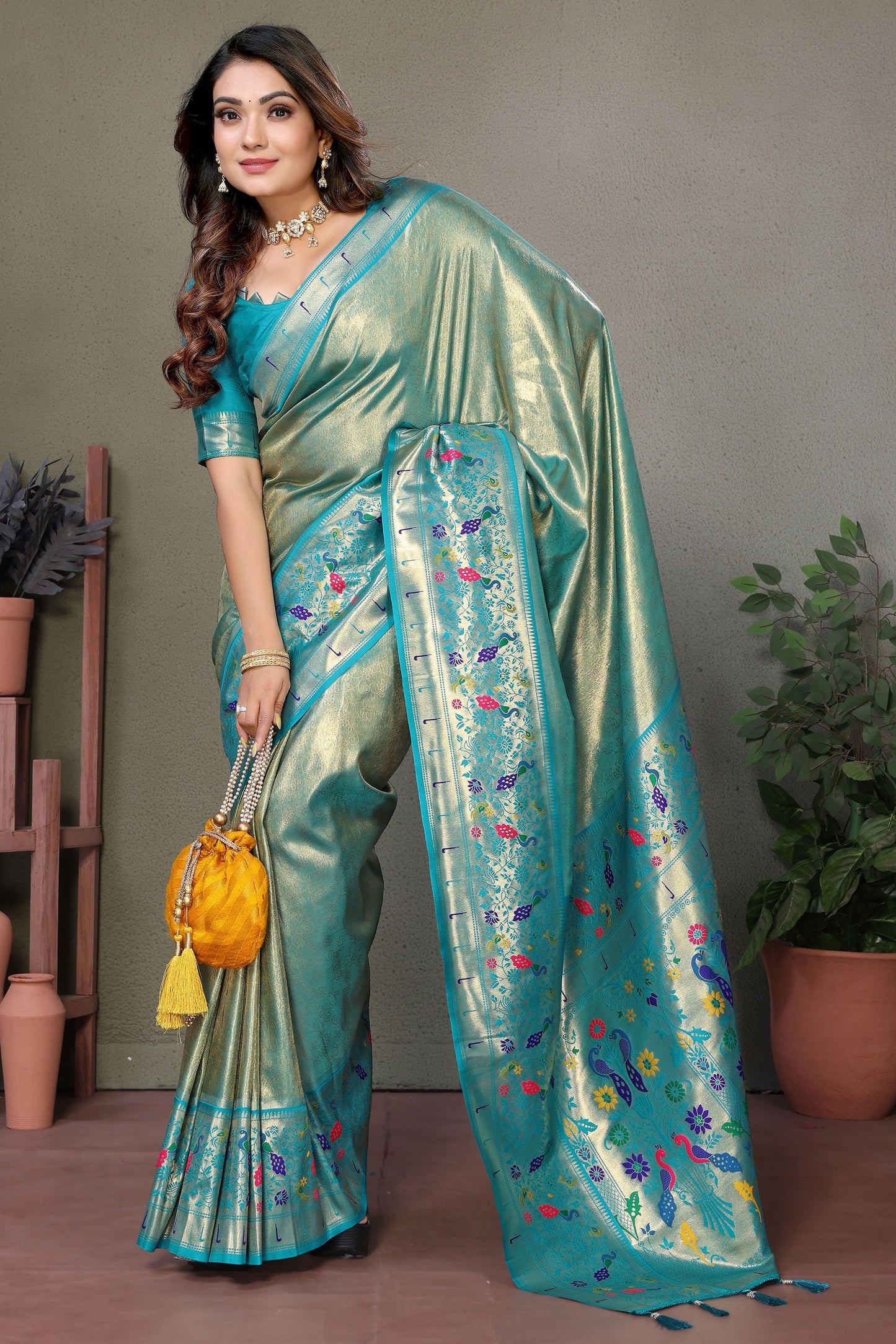 Grey Woven Tissue Silk Paithani Saree-ZB134816_4_SareeButa.com