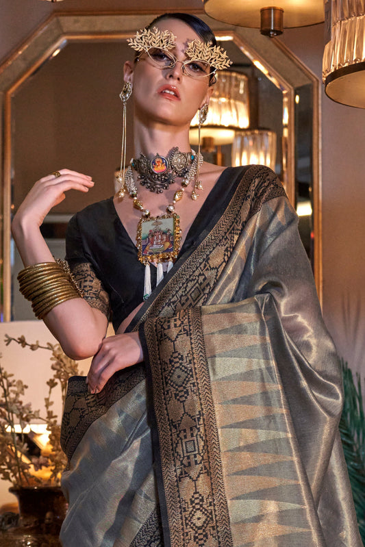 Grey Woven Zari Tissue Saree-ZB134139_2_SareeButa.com