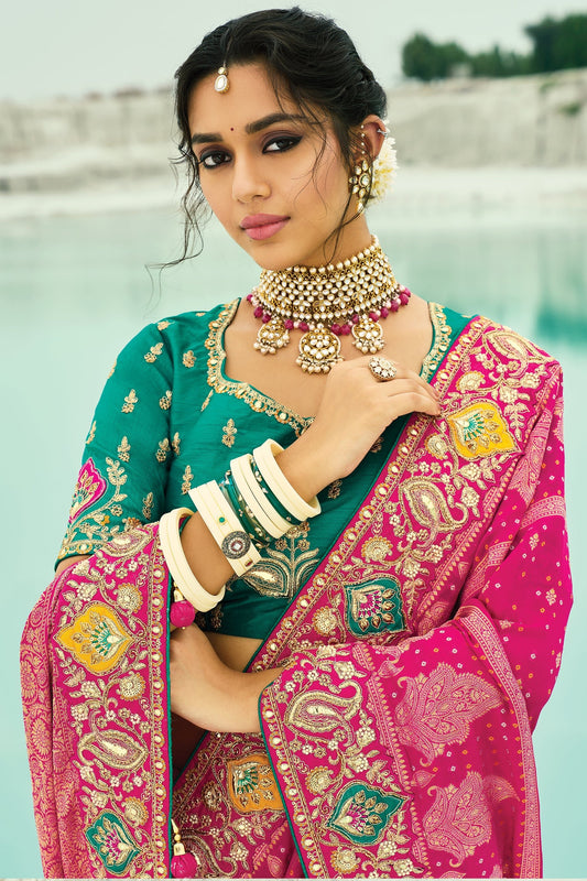 Hot Pink Georgette Bandhani Saree-SAR10296_2_SareeButa.com