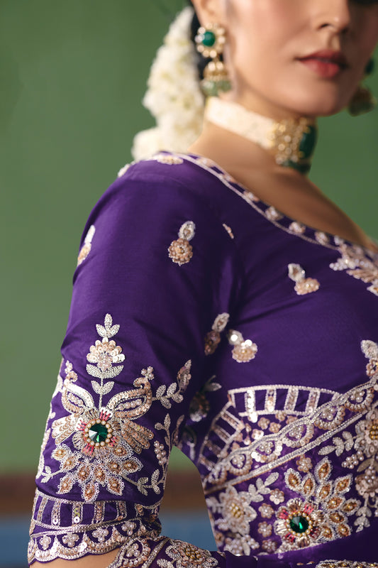 Indigo Blue Embroidered Organza Silk Saree-SAR12261_2_SareeButa.com