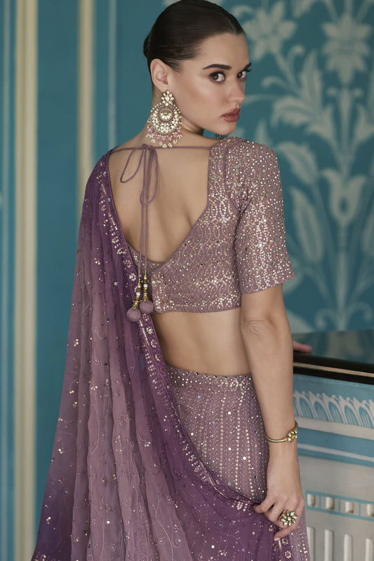 Lavender Readymade Georgette Palazzo Set with Dupatta-SS984_2_SareeButa.com