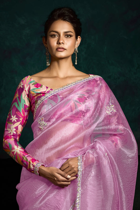 Lavender Embroidered Organza Saree-ZB134072_2_SareeButa.com