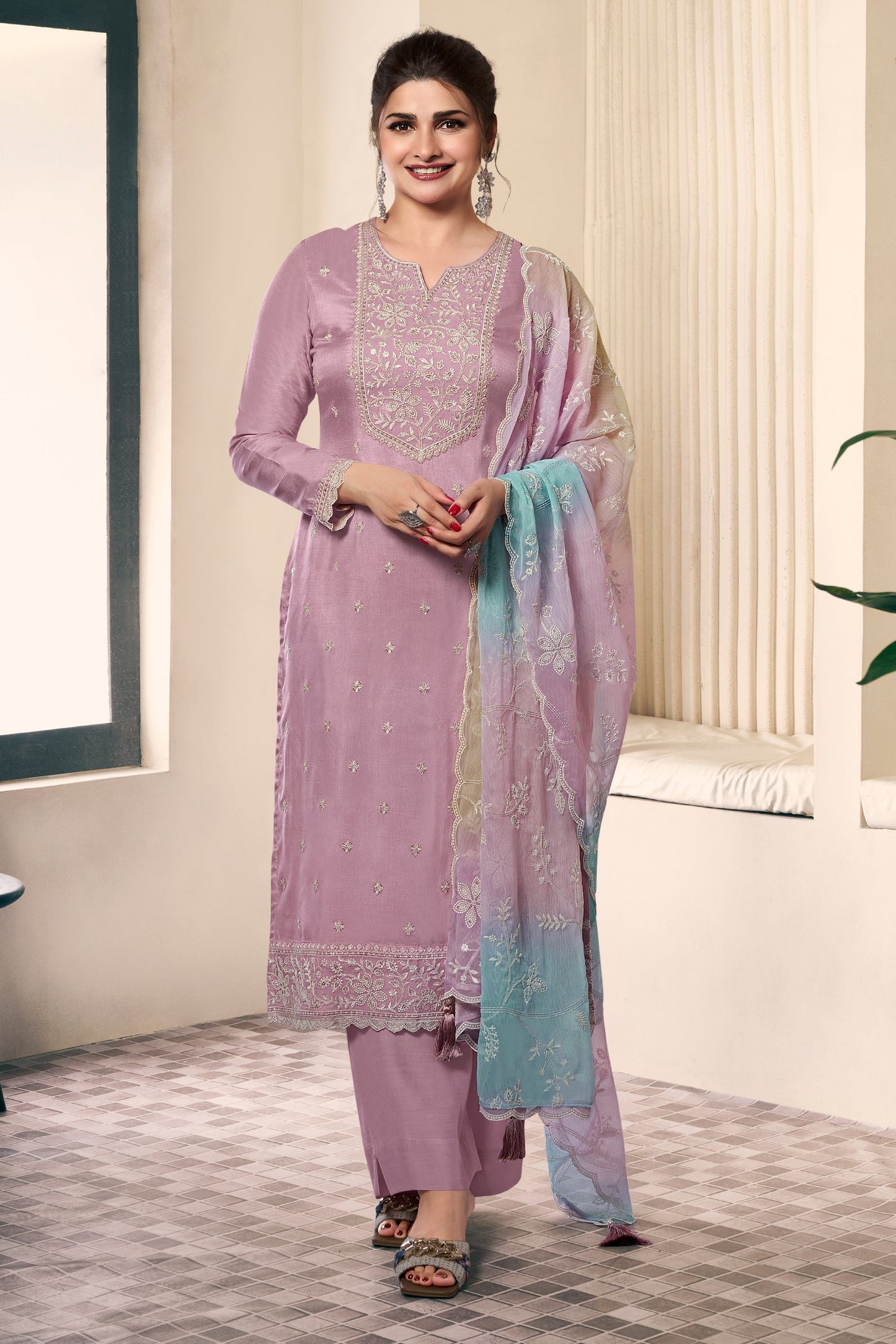 Lavender Embroidered Silk Suit-SS631_4_SareeButa.com