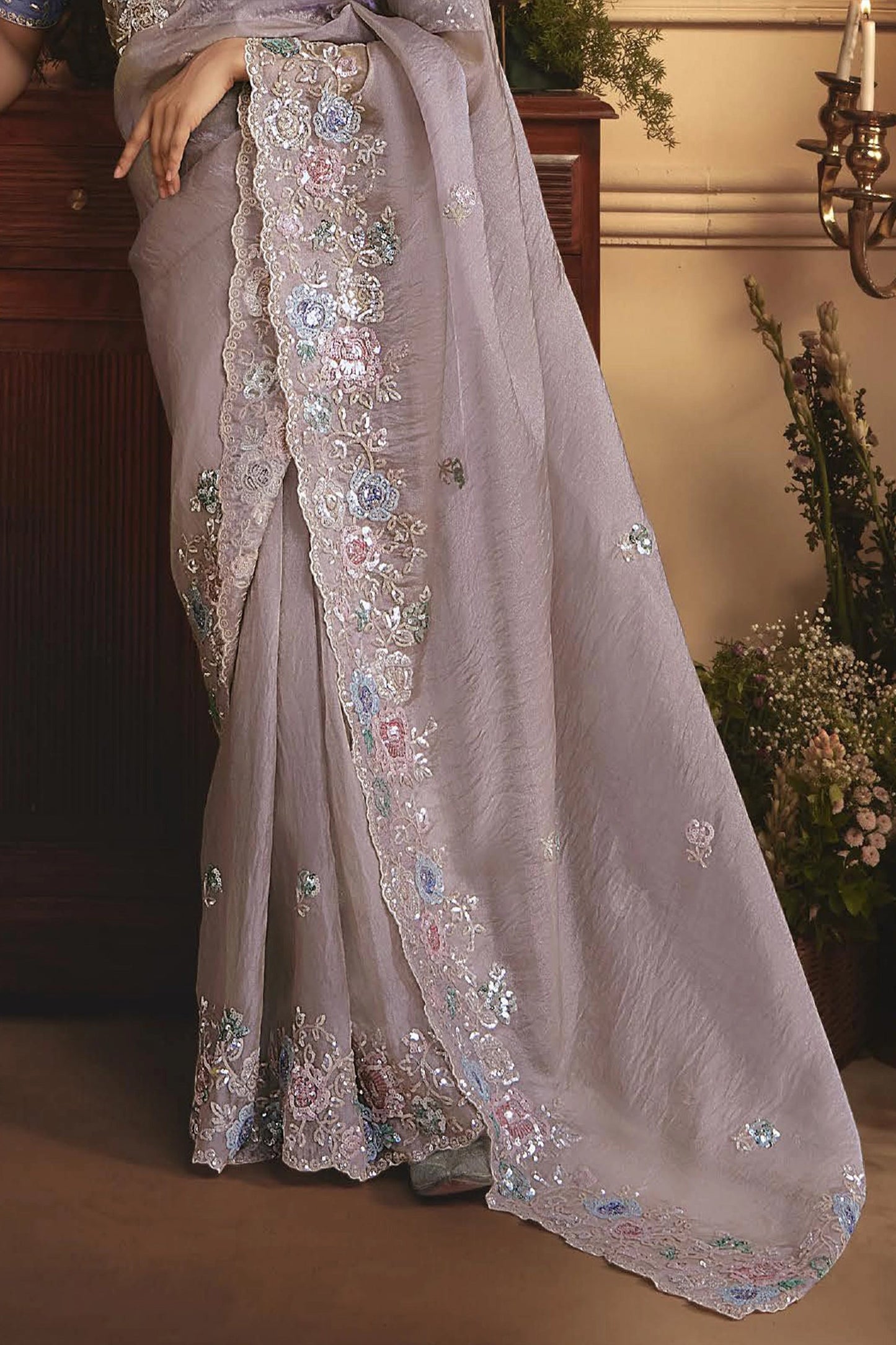 Lavender Embroidered Tissue Organza Saree-SAR10245_5_SareeButa.com