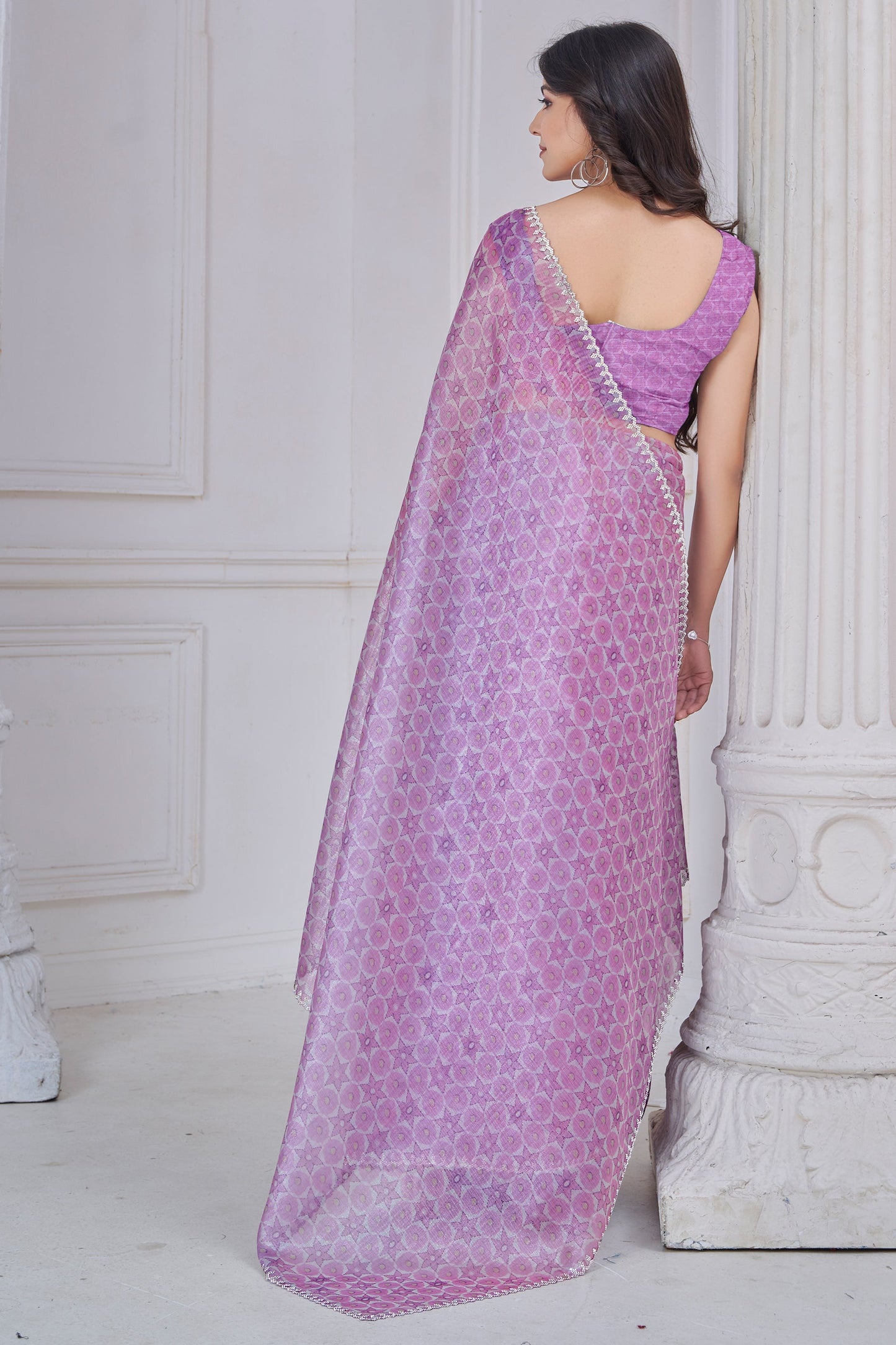 Lavender Stone Work Organza Saree-SAR10752_5_SareeButa.com