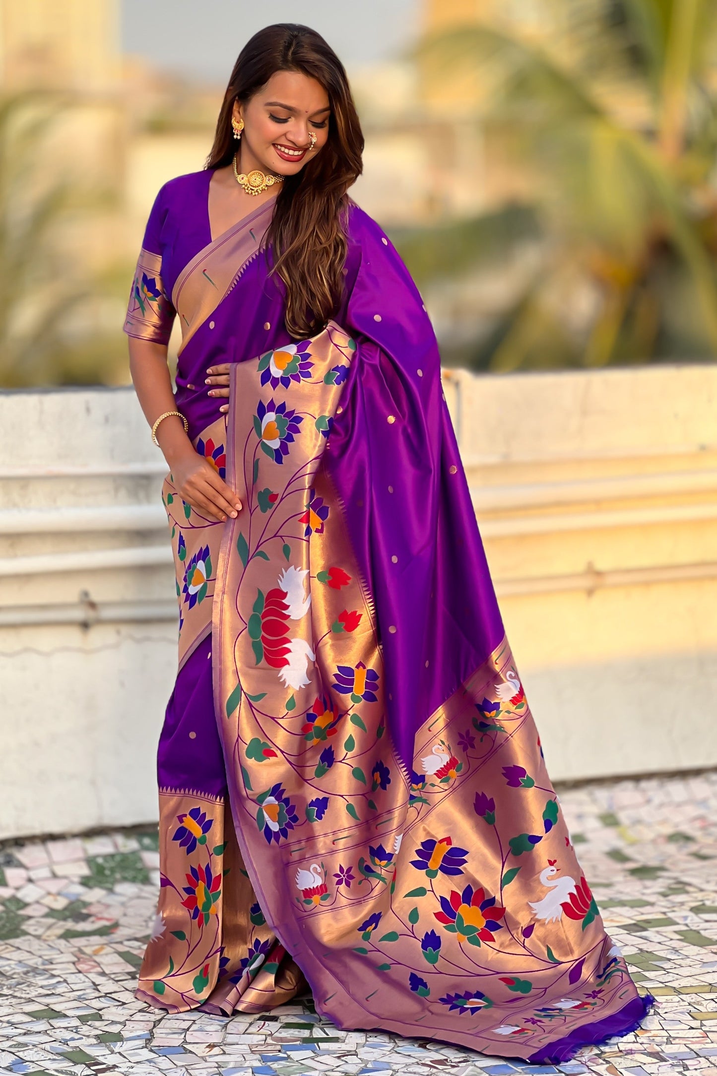 Lavender Woven Paithani Saree-ZB134862_4_SareeButa.com