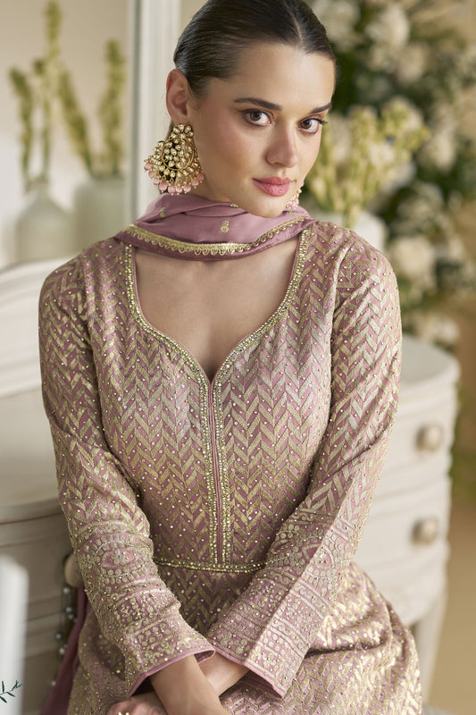 Light Pink Readymade Embroidered Georgette Gown With Dupatta-SS839_2_SareeButa.com