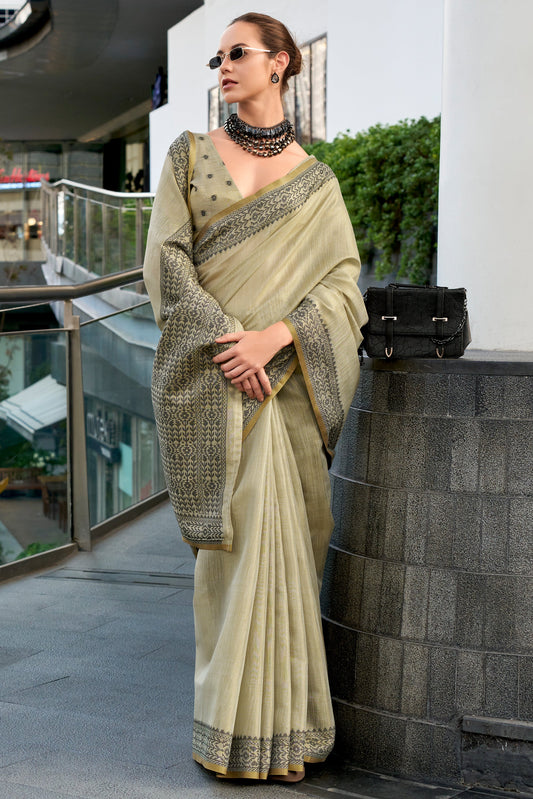 Light Sage Woven Linen Tissue Saree-ZB134368_2_SareeButa.com