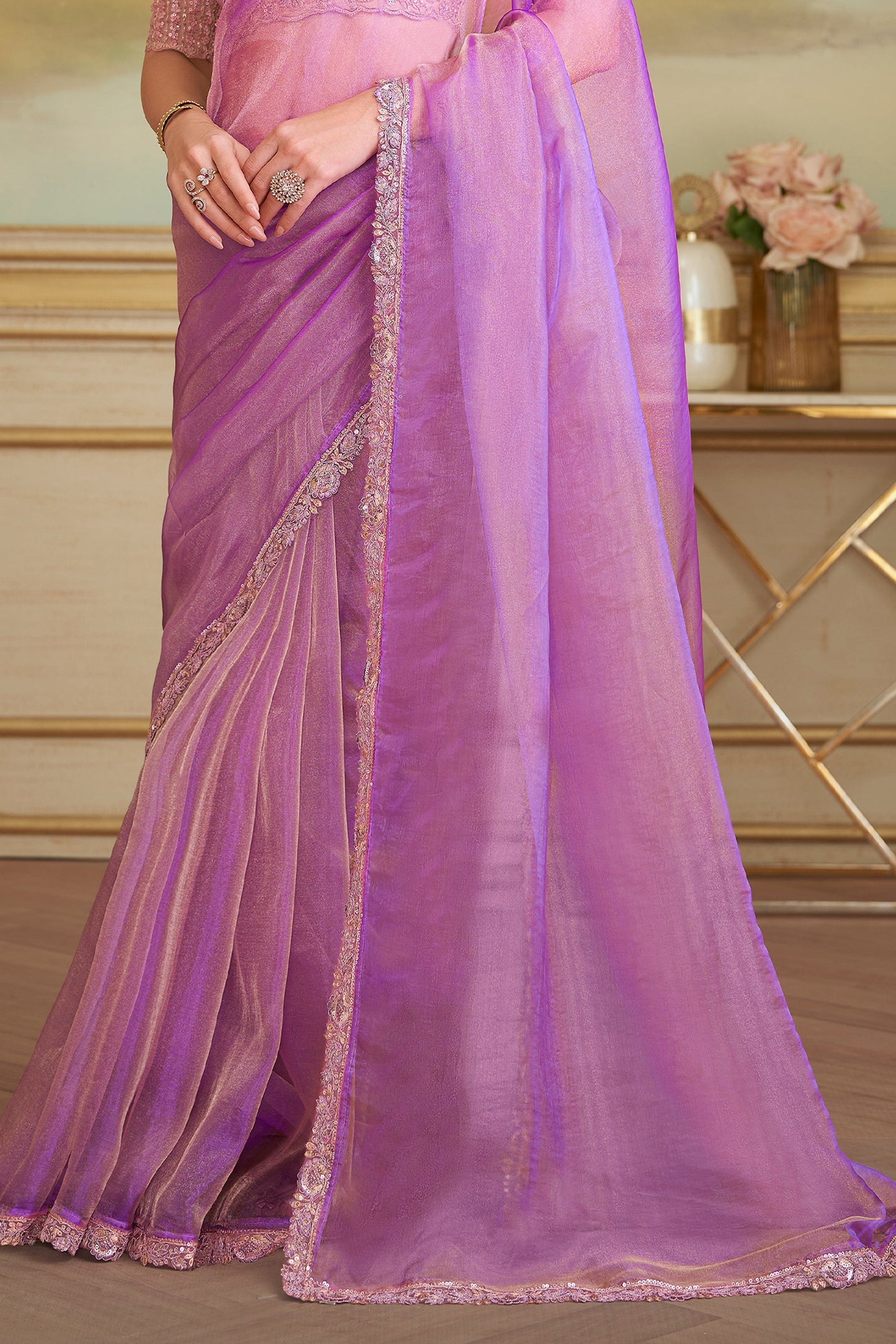 Lilac Embroidered Tissue Georgette Saree-SAR10847_4_SareeButa.com