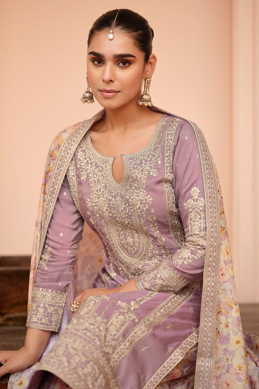 Lilac Readymade Embroidered Simar Silk Suit-SAR10651_2_SareeButa.com