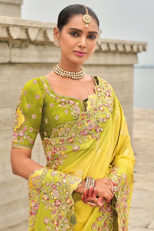 Lime Green Banarasi Saree-ZB133319_2_SareeButa.com