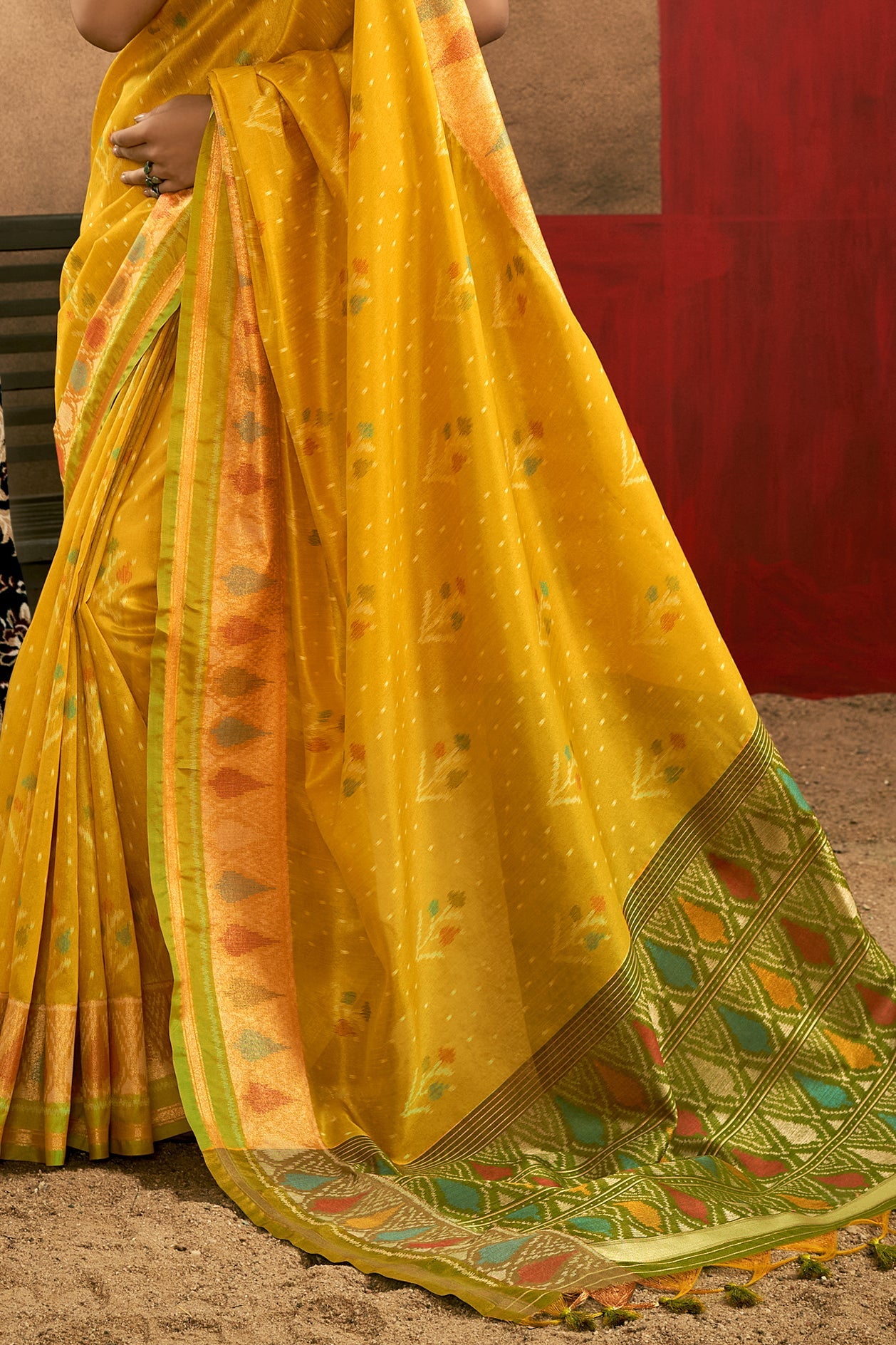 Lime Green Woven Silk Saree With Patola Pallu-ZB133517_4_SareeButa.com