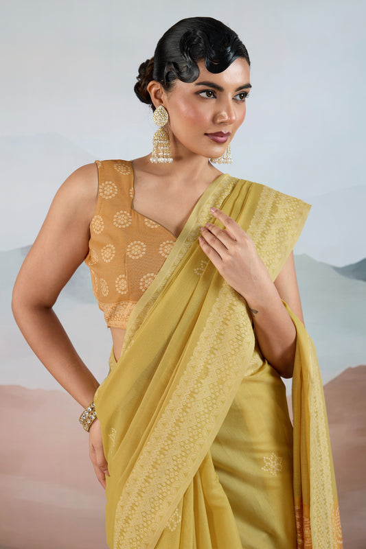 Lime Green Woven Viscose Cotton Saree-SAR12302_2_SareeButa.com