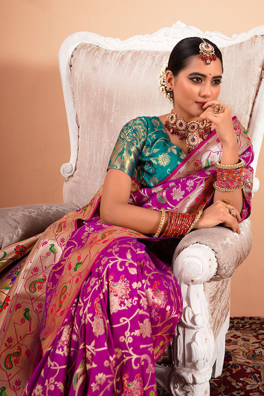 Magenta Paithani Silk Saree-ZB133956_2_SareeButa.com