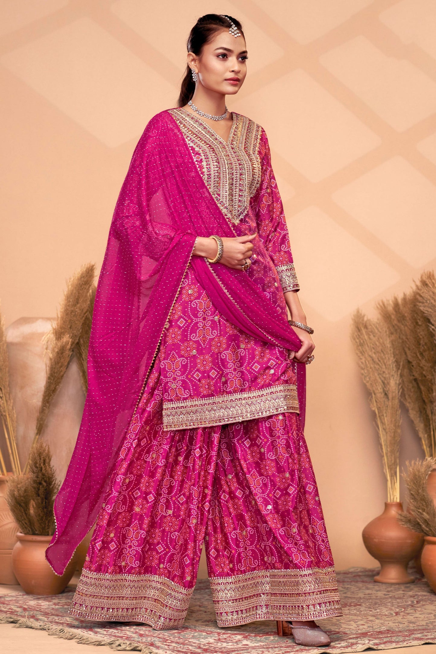 Magenta Readymade Chinon Suit-SS218_4_SareeButa.com