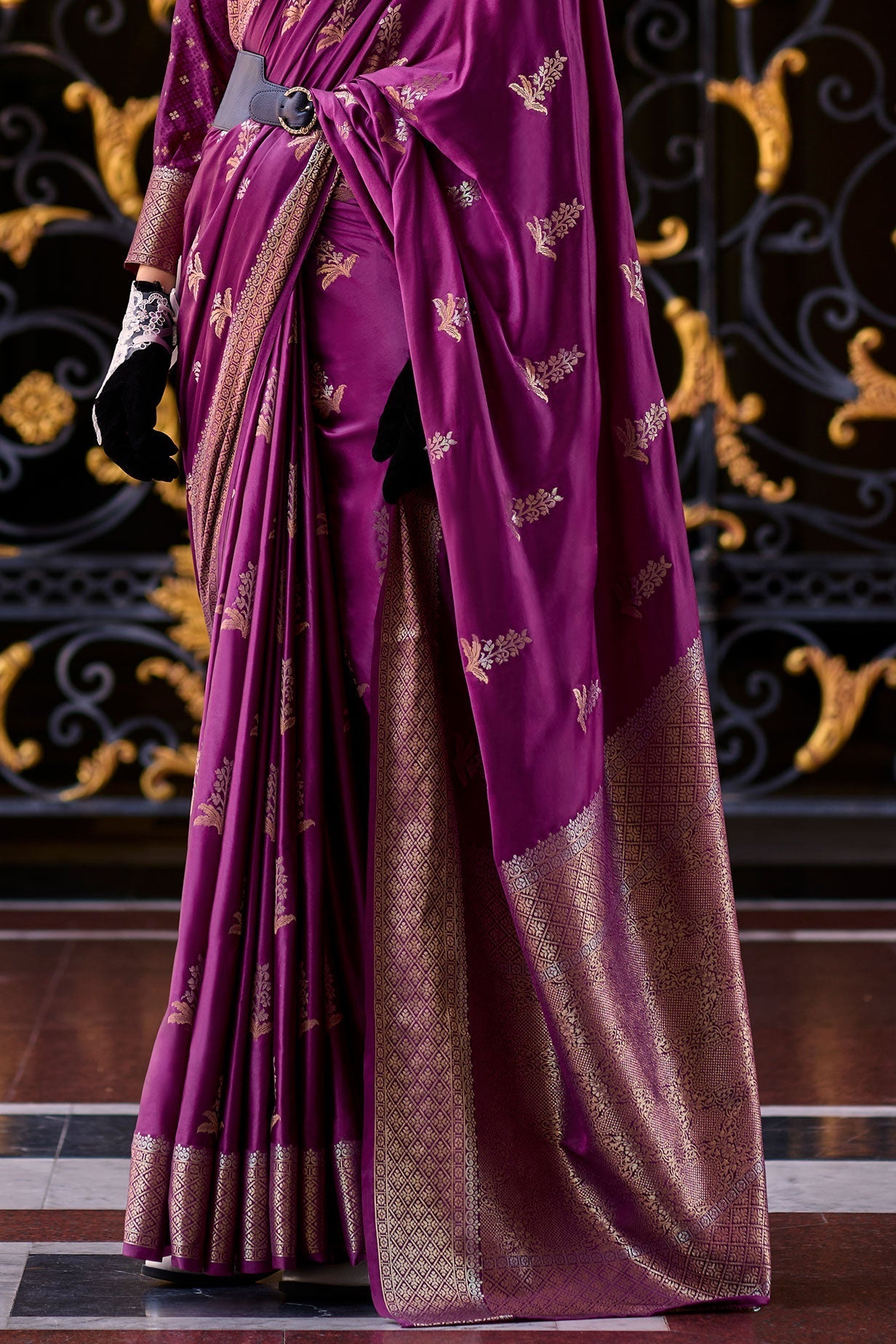 Magenta Woven Satin Crepe Saree-ZB133068_4_SareeButa.com
