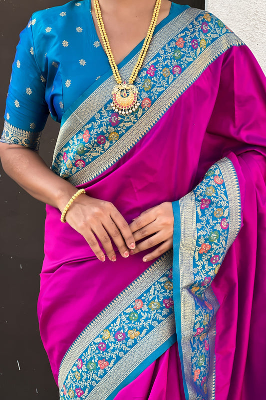Magenta Woven Paithani Saree-ZB134852_2_SareeButa.com