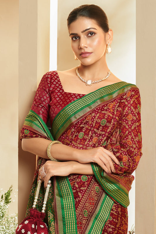 Maroon Georgette Patola Saree-ZB134169_2_SareeButa.com