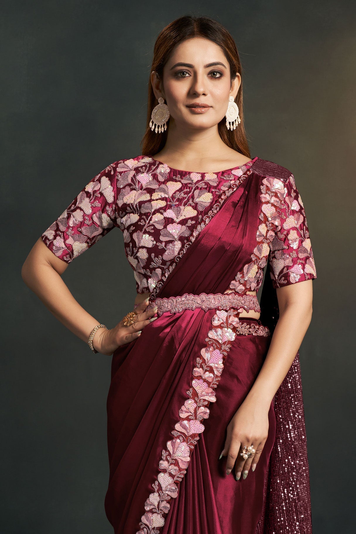 maroon-georgette-silk-readymade-saree-zb130598_3_SareeButa.com