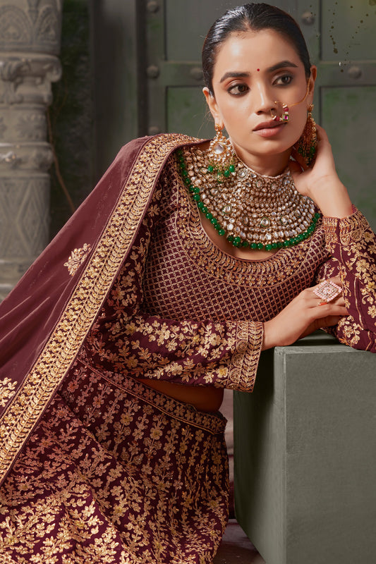 Maroon Readymade Heavy Work Georgette Lehenga-LC126_2_SareeButa.com