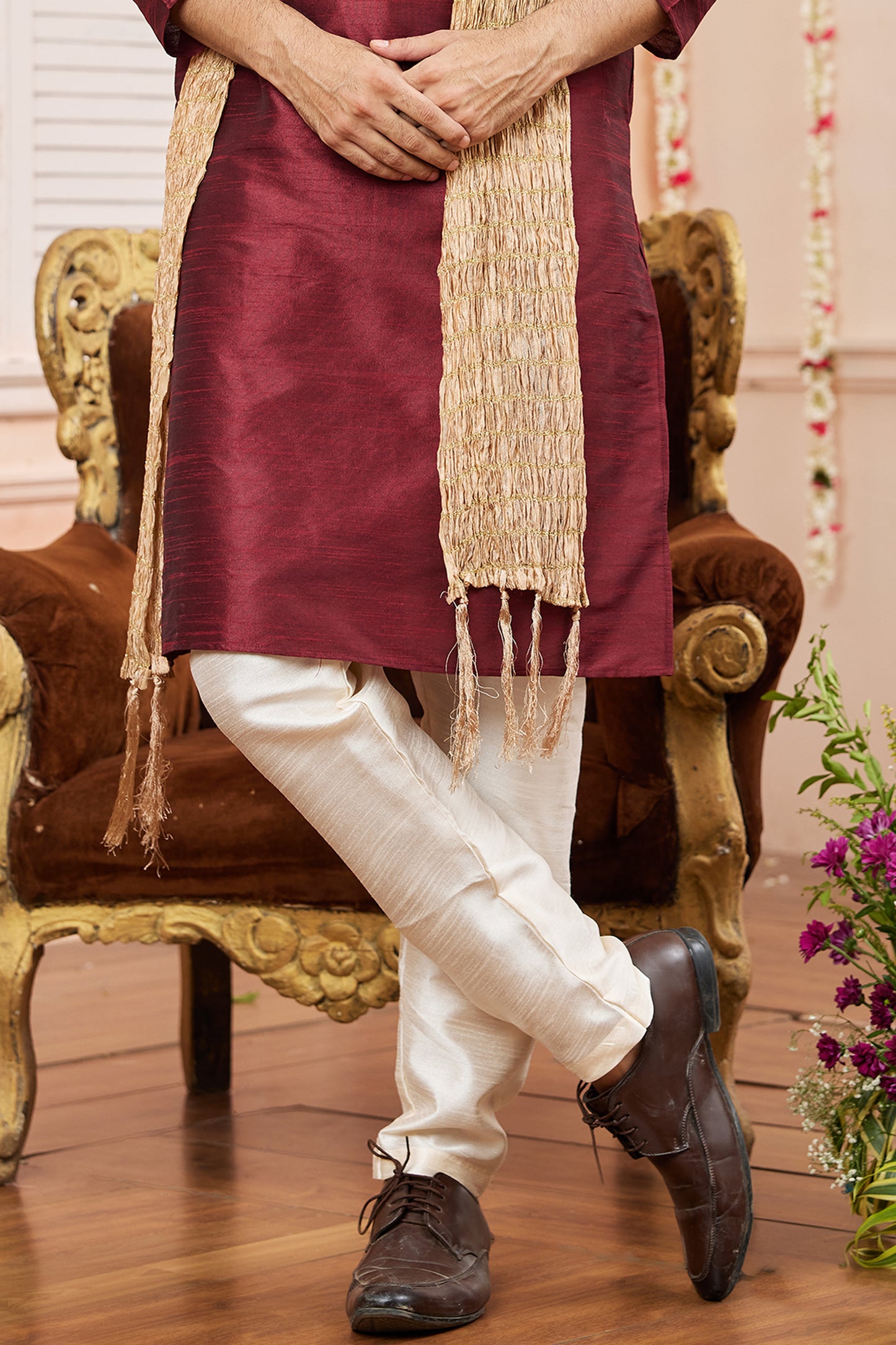 Maroon Silk Kurta Pajama-SAR11397_4_SareeButa.com