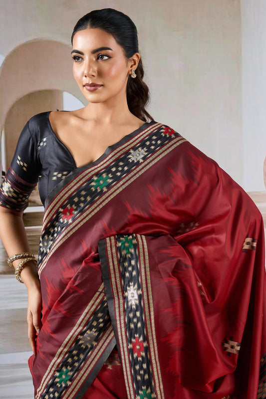 Maroon Woven Patola Silk Saree-SAR12421_2_SareeButa.com