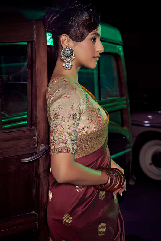 Maroon Woven Silk Saree-ZB134656_2_SareeButa.com