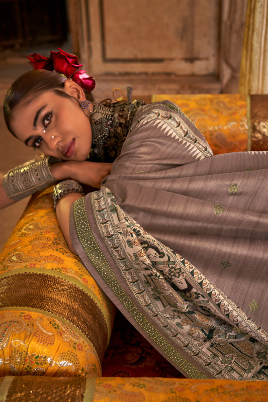 Mauve Printed Viscose Silk Saree-SAR10089_2_SareeButa.com