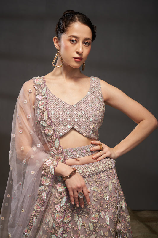 Mauve Semi-Stitched Embroidered Net Lehenga-SAR12827_2_SareeButa.com